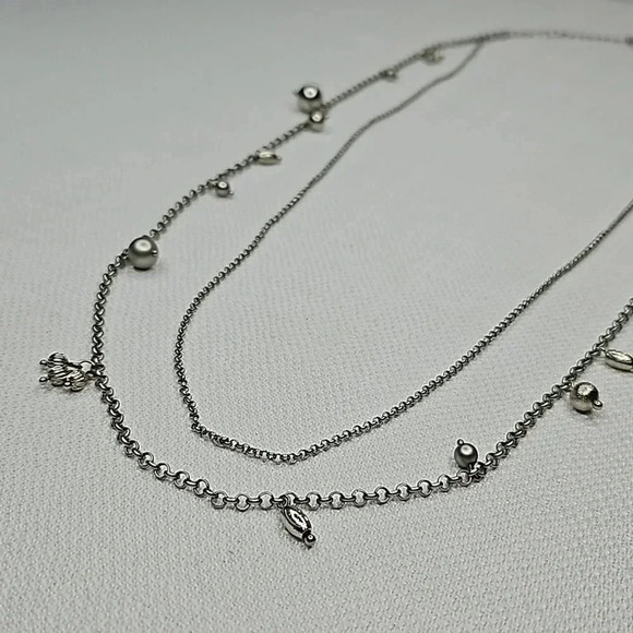 Lia Sophia Double-Stranded Long Silver Layered Necklace - Picture 2 of 13